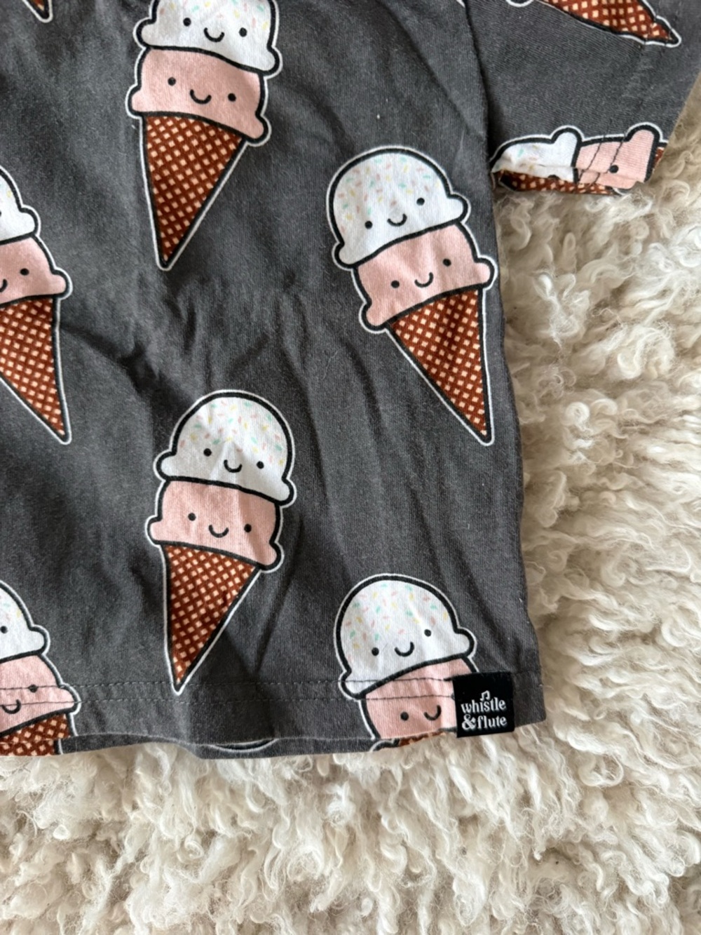 Whistle & Flute - Charcoal Grey Ice Cream Print Tee - Cute Double Scoop Graphic - Picture 2 of 5